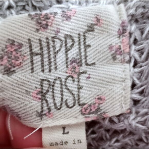 HIPPIE ROSE GRAY WAFFLE KNIT HOODIE SZ.L EUC - Picture 4 of 6